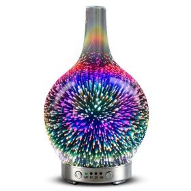 3D Fireworks Glass Vase Humidifier with 7 Color Led Night Light Aroma Essential Oil Diffuser Cool Mist Maker for Home Office