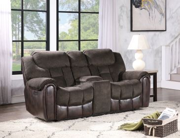 Easy-care Loveseat with Pleated Back - Ultra-Plush Fabric, Leatherette - Multi-Function Drop-Down Console