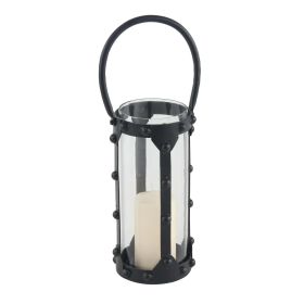 Decmode Modern 12 X 6 Inch Cylindrical Metal And Glass Candle Lantern