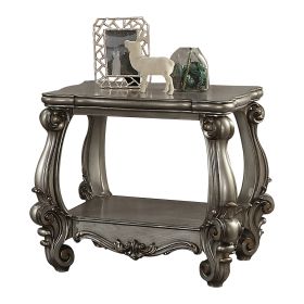 Antique Platinum End Table with Bottom Shelf