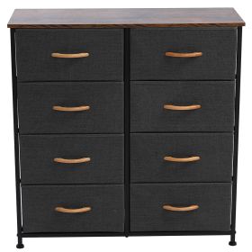 4-Tier Wide Drawer Dresser, Storage Unit with 8 Easy Pull Fabric Drawers and Metal Frame, Wooden Tabletop for Closets, Nursery, Dorm Room, Hallway