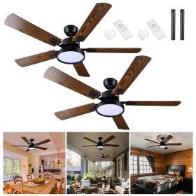 52 Inch 5 blades Ceiling Fan With Dimmable LED Light And Remote Control