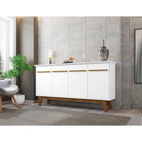 Manhattan Comfort Yonkers 62.99 Sideboard with Solid Wood Legs and 2 Cabinets in White