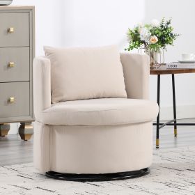 Upholstered Barrel Accent Chair with Ottoman, Living Room Side Chair with Storage, Single Sofa Armchair