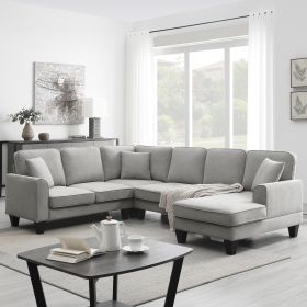 [VIDEO provided] [New] 108*85.5" Modern U Shape Sectional Sofa, 7 Seat Fabric Sectional Sofa Set with 3 Pillows Included for Living Room, Apartment