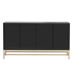 TREXM Retro Style Sideboard with Adjustable Shelves, Rectangular Metal Handles and Legs for Kitchen, Living room, and Dining Room (Black)