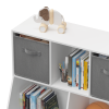 Kids Bookcase with Collapsible Fabric Drawers, Children's Toy Storage Cabinet for Playroom, Bedroom, Nursery, School, White/Gray