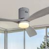 Low Profile Ceiling Fan With Lights 3 Carved Wood Fan Blade Noiseless Reversible Motor Remote Control With Light