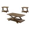 Transitional 3pc Table set Occasional Tables Living Room 1x Coffee Table And 2x End Tables Plank Style Top Antique Light Oak