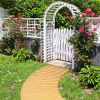 7 FT Wooden Garden Pathway Roll Out Curved Fir Wood Walkway with Anti-slip Surface