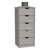 DEPOT E-SHOP Houma 5 Drawers Narrow Dresser, Slim Storage Chest of Drawers, Concrete Gray