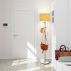 Freestanding Tall Pole Lamp with 5 Hooks and Sturdy Weighted Base