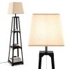 Trapezoidal Designed Floor Lamp with 3 Tiered Storage Shelf