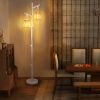 2 Light Tree Trunk Lamps with Wicker Shade