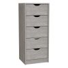 DEPOT E-SHOP Houma 5 Drawers Narrow Dresser, Slim Storage Chest of Drawers, Concrete Gray