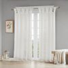 Floral Embellished Cuff Tab Top Solid Curtain Panel(Only 1 Pc Panel)