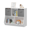 Kids Bookcase with Collapsible Fabric Drawers, Children's Toy Storage Cabinet for Playroom, Bedroom, Nursery, School, White/Gray