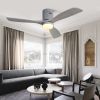 Low Profile Ceiling Fan With Lights 3 Carved Wood Fan Blade Noiseless Reversible Motor Remote Control With Light