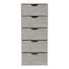 DEPOT E-SHOP Houma 5 Drawers Narrow Dresser, Slim Storage Chest of Drawers, Concrete Gray