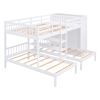 Full-Over-Twin-Twin Bunk Bed with Shelves, Wardrobe and Mirror, White