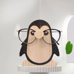 1pc Animal Glasses Holder; Wooden Eyeglass Holder; Cute Animal Glasses Holder; Handmade Carving Sunglasses Display Rack; For Desktop Accessory; Home O (Items: Penguin)