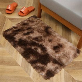 1pc, Tie-Dyed Plush Shag Furry Area Rug for Bedroom, Living Room, Nursery, and Kids Room - Ultra Soft and Fluffy, Washable, Non-Shedding (Color: Tie-dye Brown, size: 19.69*31.5inch)