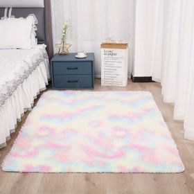 1pc, Tie-Dyed Plush Shag Furry Area Rug for Bedroom, Living Room, Nursery, and Kids Room - Ultra Soft and Fluffy, Washable, Non-Shedding (Color: Tie-dye Colorful, size: 35.4*59.1 inch)