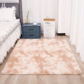 1pc, Tie-Dyed Plush Shag Furry Area Rug for Bedroom, Living Room, Nursery, and Kids Room - Ultra Soft and Fluffy, Washable, Non-Shedding (Color: Tie-dye Beige, size: 62.99*78.74inch)