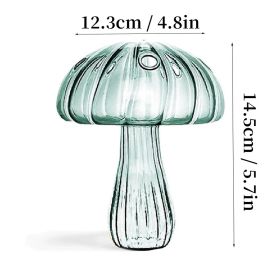 7 Style Mushroom Glass Vase Creative Hydroponics Vases Aromatherapy Bottle Desktop Crafts Ornament Living Room Home Office Decor (Color: HGA0012459-G)