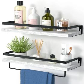 Bathroom Shelf with Towel Bar Set of 2 (Color: White)