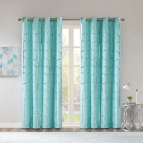 Total Blackout Metallic Print Grommet Top Curtain Panel(Only 1 Pc Panel) (Color: as Pic)