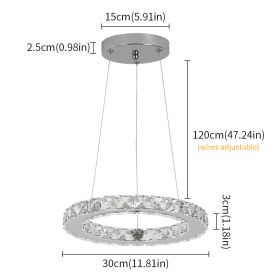 Luxury Crystal Modern Pendant Light DIY Rings Led Dimmable Chandelier Hanging Lustre Ceiling Lamp Home Living Room Decor Fixture (Wattage: Cool White, Body Color: 1 ring)