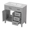 36' Bathroom Vanity with Sink Combo;  White Bathroom Cabinet with Drawers;  Solid Frame and MDF Board