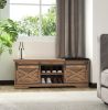 WESOME 47 Inch Modern Farmhouse Sliding X Barn Door Litterbox Bench with Entry Cutout;  Shoe Bench Multi-color Option