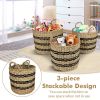 Stackable Storage Laundry Basket with Handles Set of 3