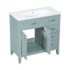 36' Bathroom Vanity with Sink Combo;  White Bathroom Cabinet with Drawers;  Solid Frame and MDF Board