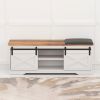 WESOME 47 Inch Modern Farmhouse Sliding X Barn Door Litterbox Bench with Entry Cutout;  Shoe Bench Multi-color Option