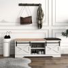 WESOME 47 Inch Modern Farmhouse Sliding X Barn Door Litterbox Bench with Entry Cutout;  Shoe Bench Multi-color Option